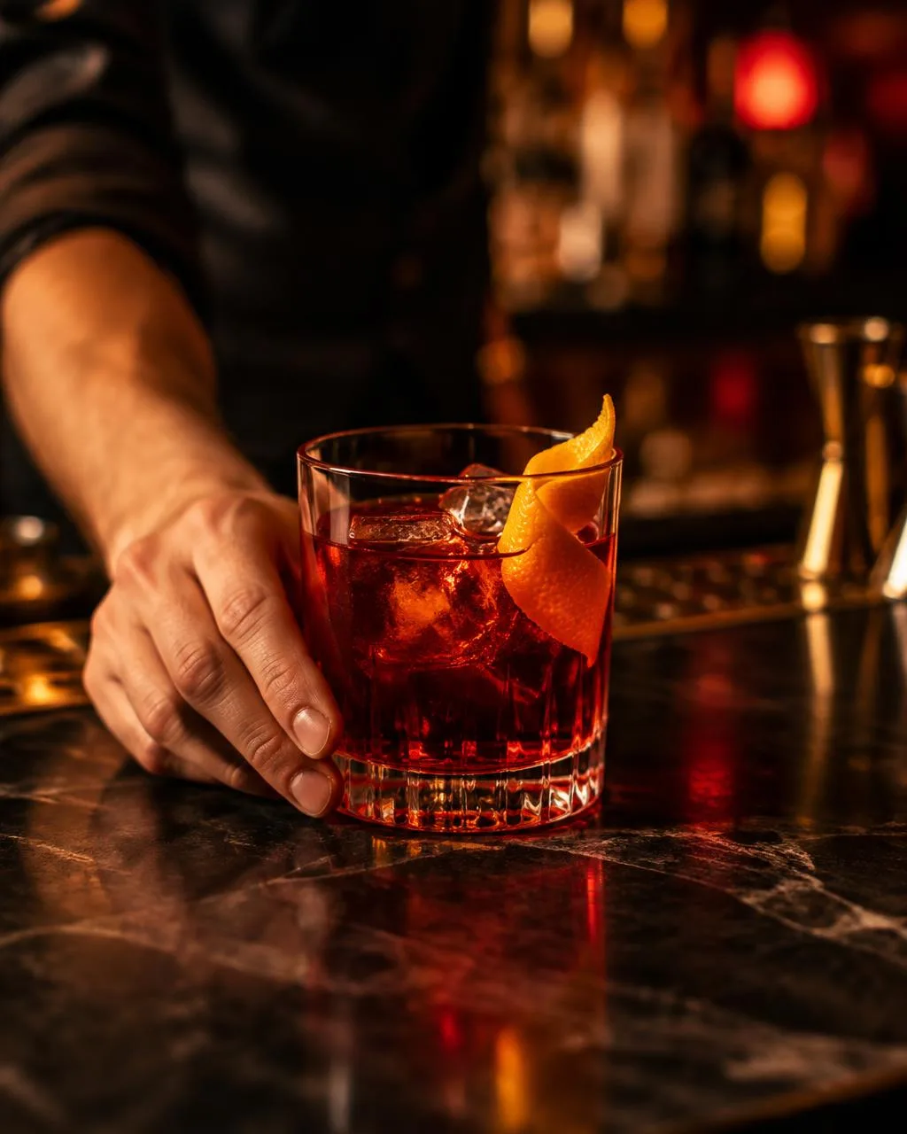 Negroni narancshéjjal a pulton